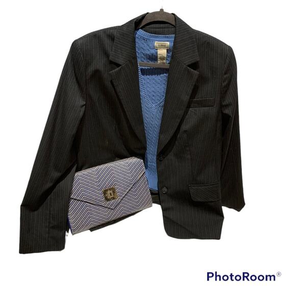 Urban Expression Blue/cream herringbone Clutch with gold chain strap vegan, NWT - Picture 8 of 12